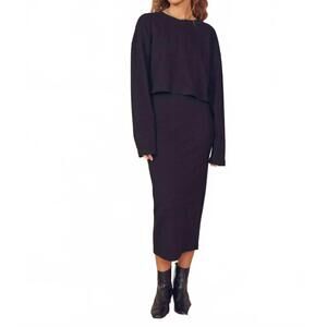 NEW COSSAC organic cotton midi skirt in black